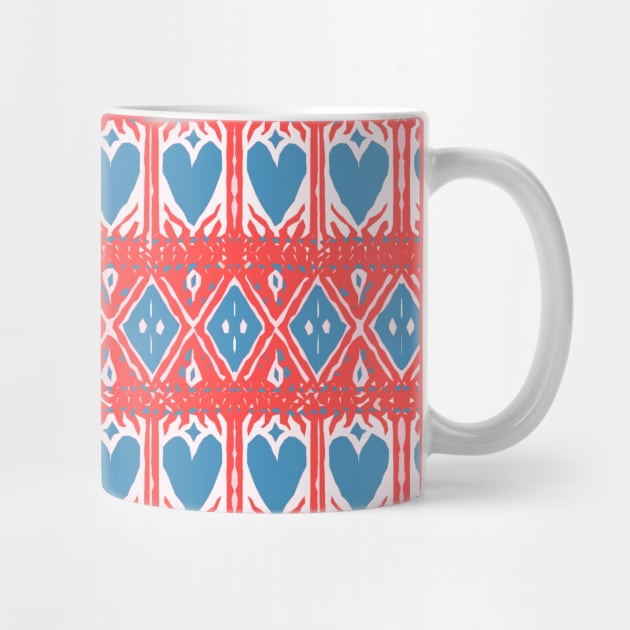 Croatian Traditional Pattern Red Blue Heart by EshiPaints